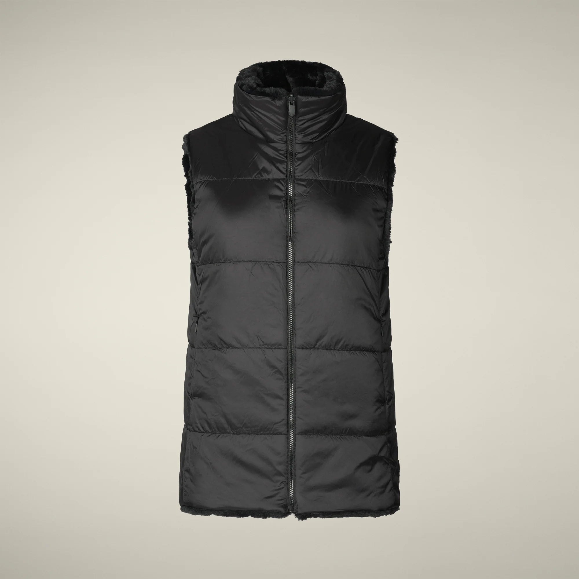 black Nives Reversible Faux Fur Vest W