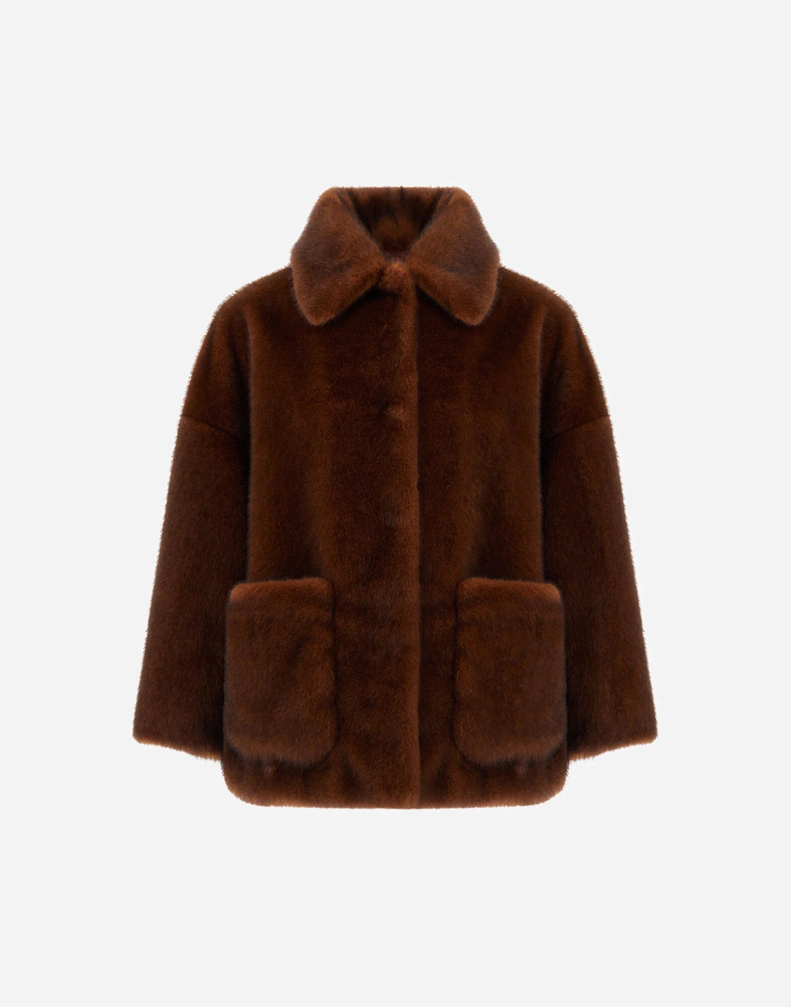 marrone scuro Short Coat Faux Fur Wmn