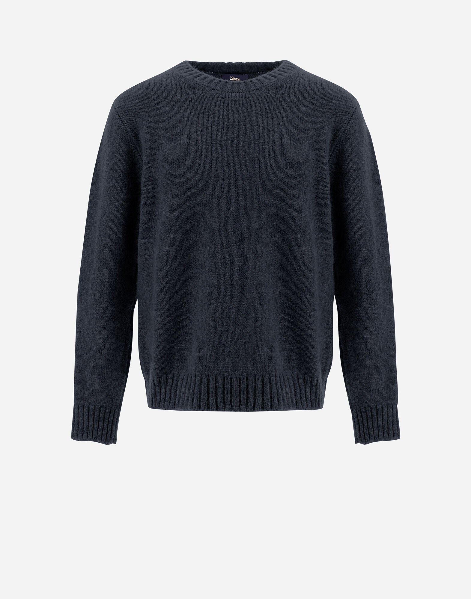blue navy Sweater In Plain Alpaca Wool M