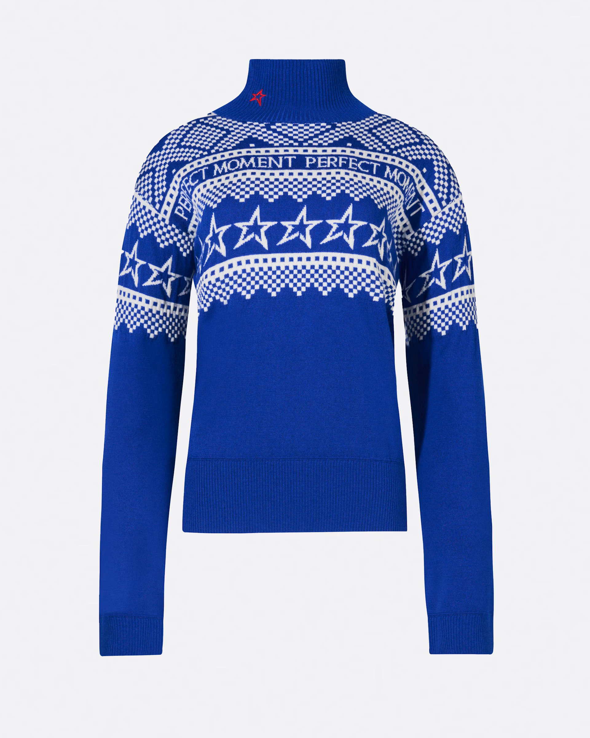 blue/white Holiday Roll Neck W