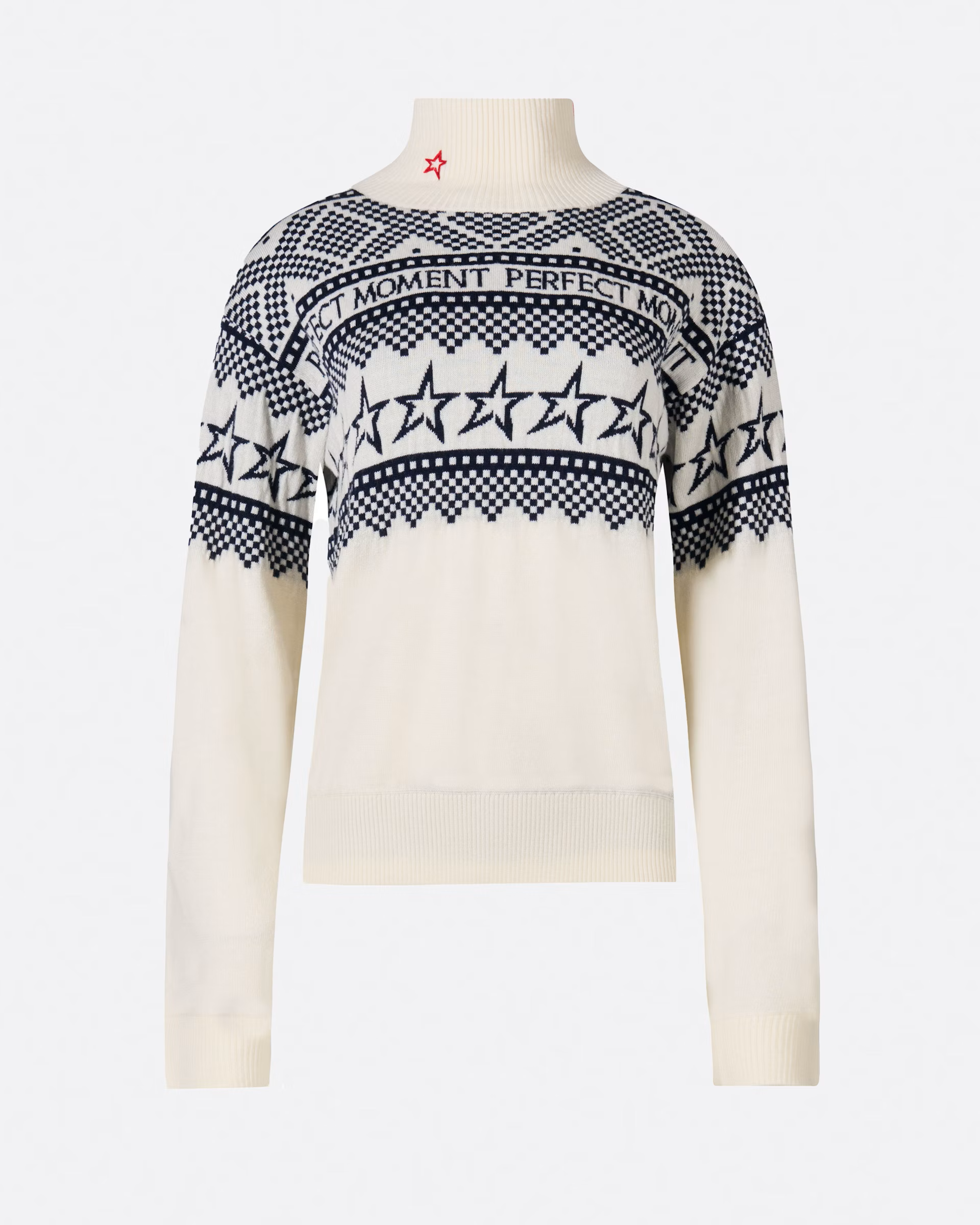 white/blue Holiday Roll Neck W