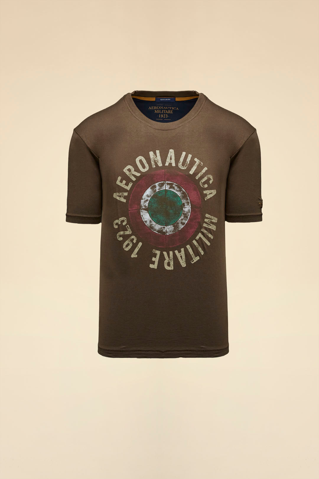 chestnut Cotton T-shirt With Tricolour Cockade Man
