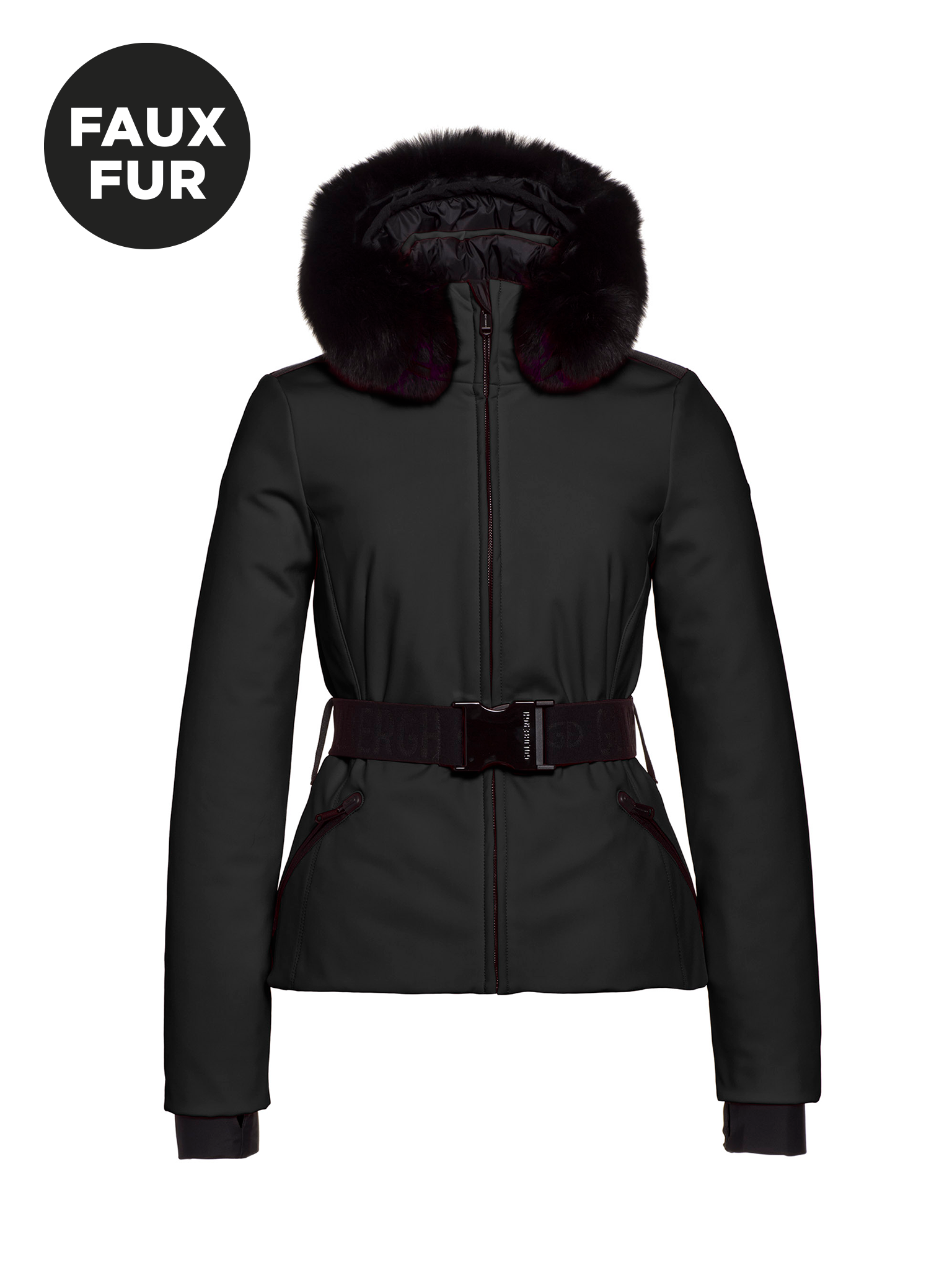 black Hida Ski Jacket Faux Border W