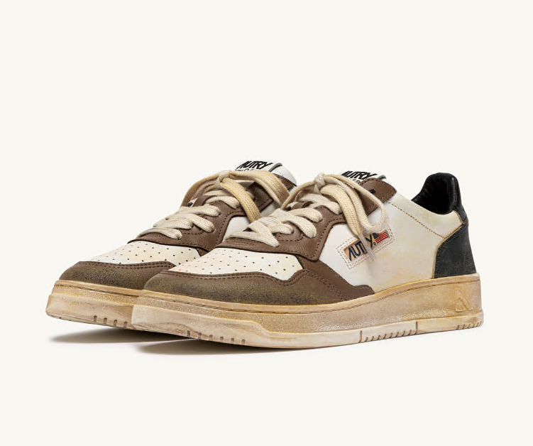 Medalist Low Super Vintage White, Black, Malt Leather Man