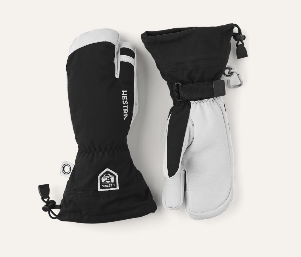 Army Leather Heli Ski 3 Finger Gloves | BOTËGHES LAGAZOI